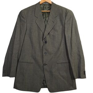 Vintage Mani Blazer Jacket Mend 40L Green 3-Button Wool Silk Blend Classic EUC